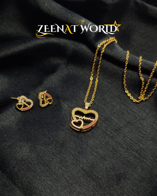 "Heart-Shaped Locket Set – Cherish Love and Elegance with Every Sparkle"