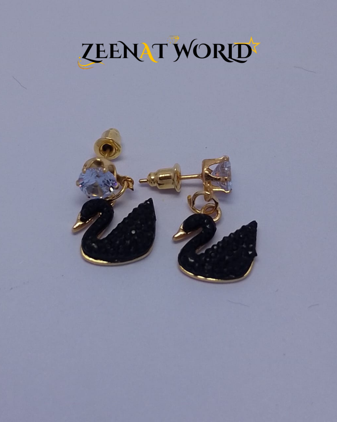 Golden Black Butterfly Earrings