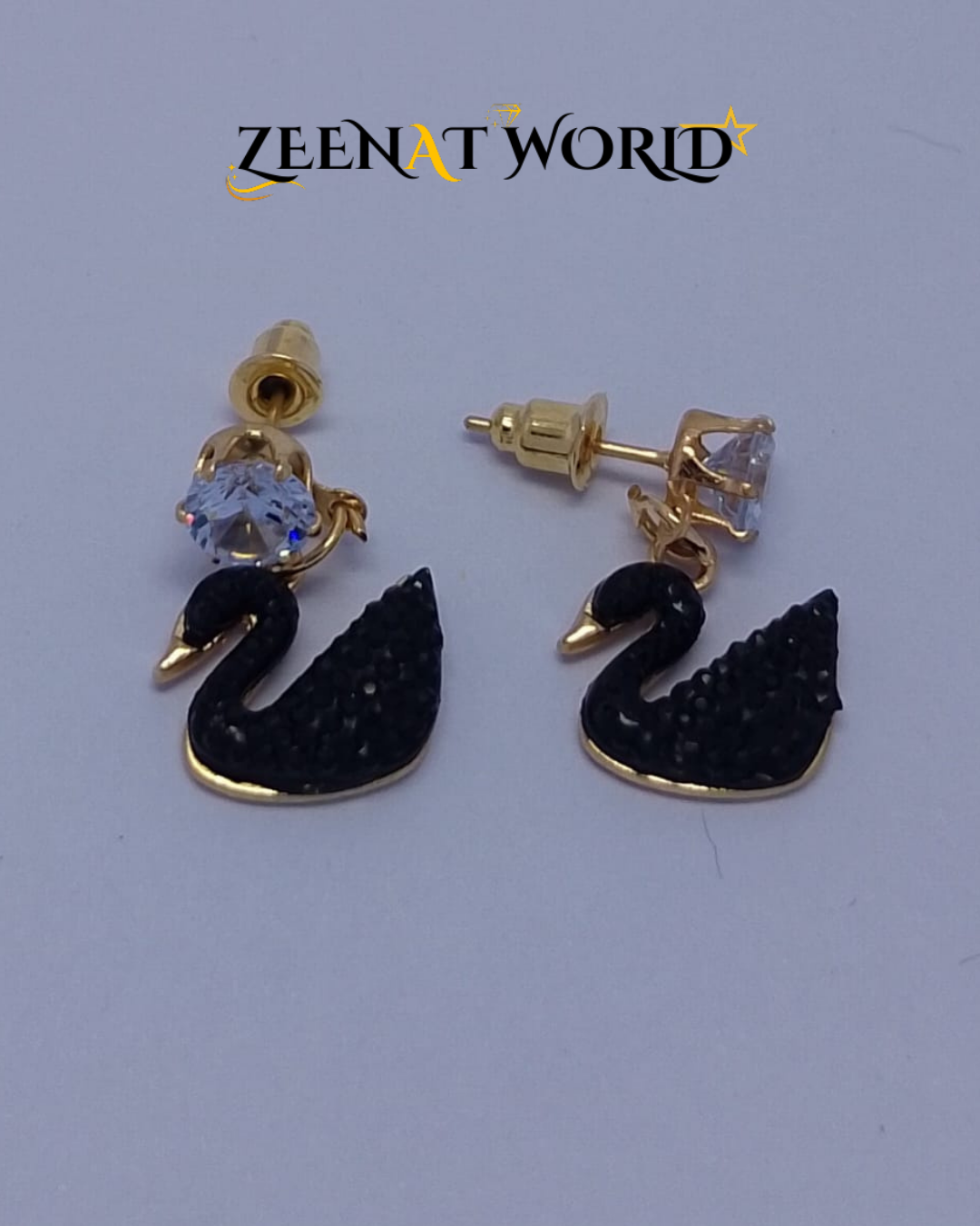 Golden Black Butterfly Earrings