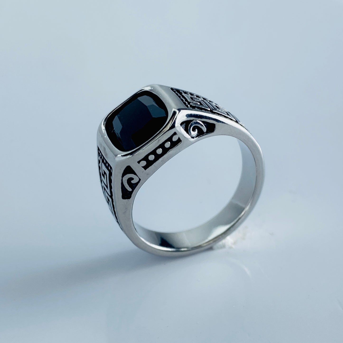 Black Stone Greek Style Imported Ring ,Premium  Quality , Luxury Look, Shinning Ring .