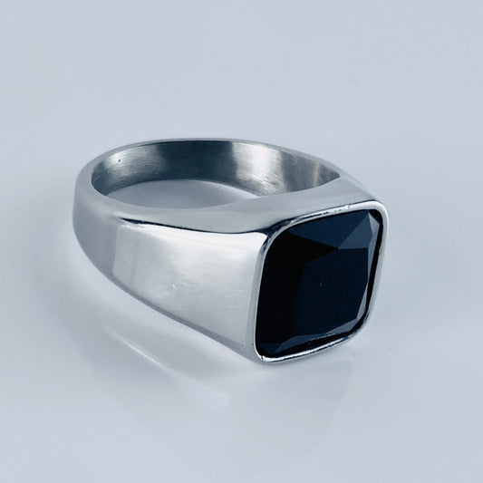 Imported Black Stone  Silver Color Men Turkish  Ring , Luxury Look, Shinning Surface , Premium Quality.