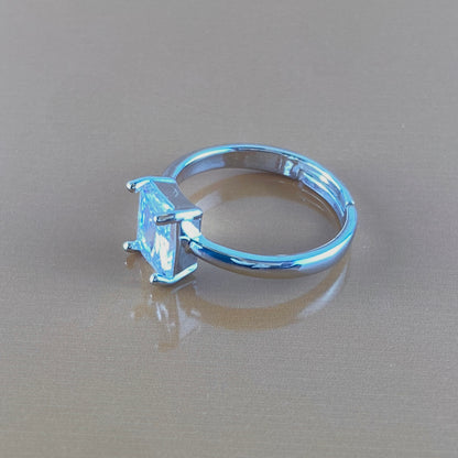 Rectangle  Zircon Imported Ring , Luxury Look , Premium Product, Shining Stone , Adjustable Size.