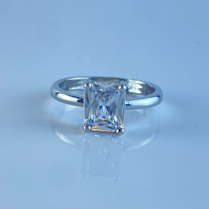 Rectangle  Zircon Imported Ring , Luxury Look , Premium Product, Shining Stone , Adjustable Size.