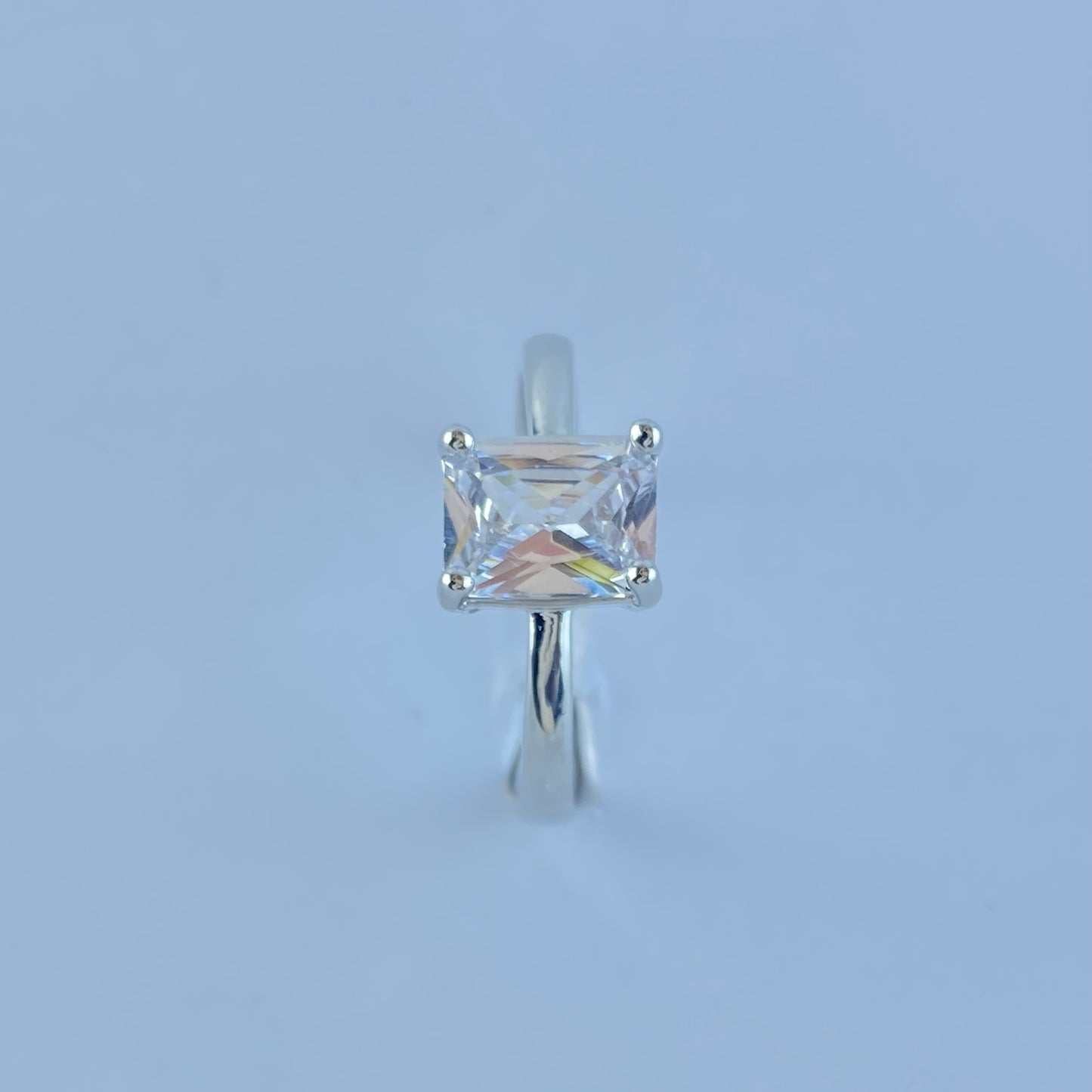 Rectangle  Zircon Imported Ring , Luxury Look , Premium Product, Shining Stone , Adjustable Size.