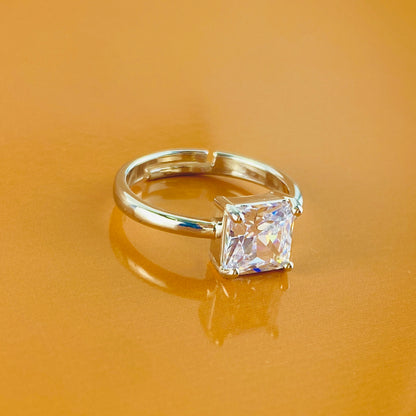 Square Zircon Imported Ring , Luxury Look , Premium Product, Great Shine, Adjustable Size.