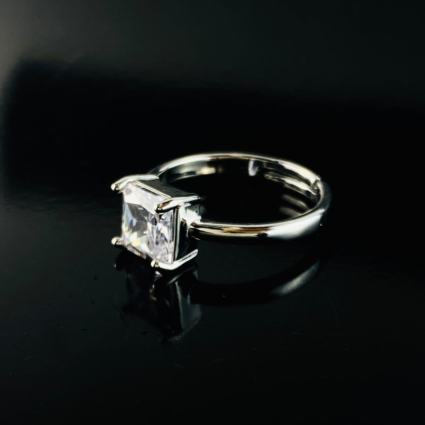 Square Zircon Imported Ring , Luxury Look , Premium Product, Great Shine, Adjustable Size.