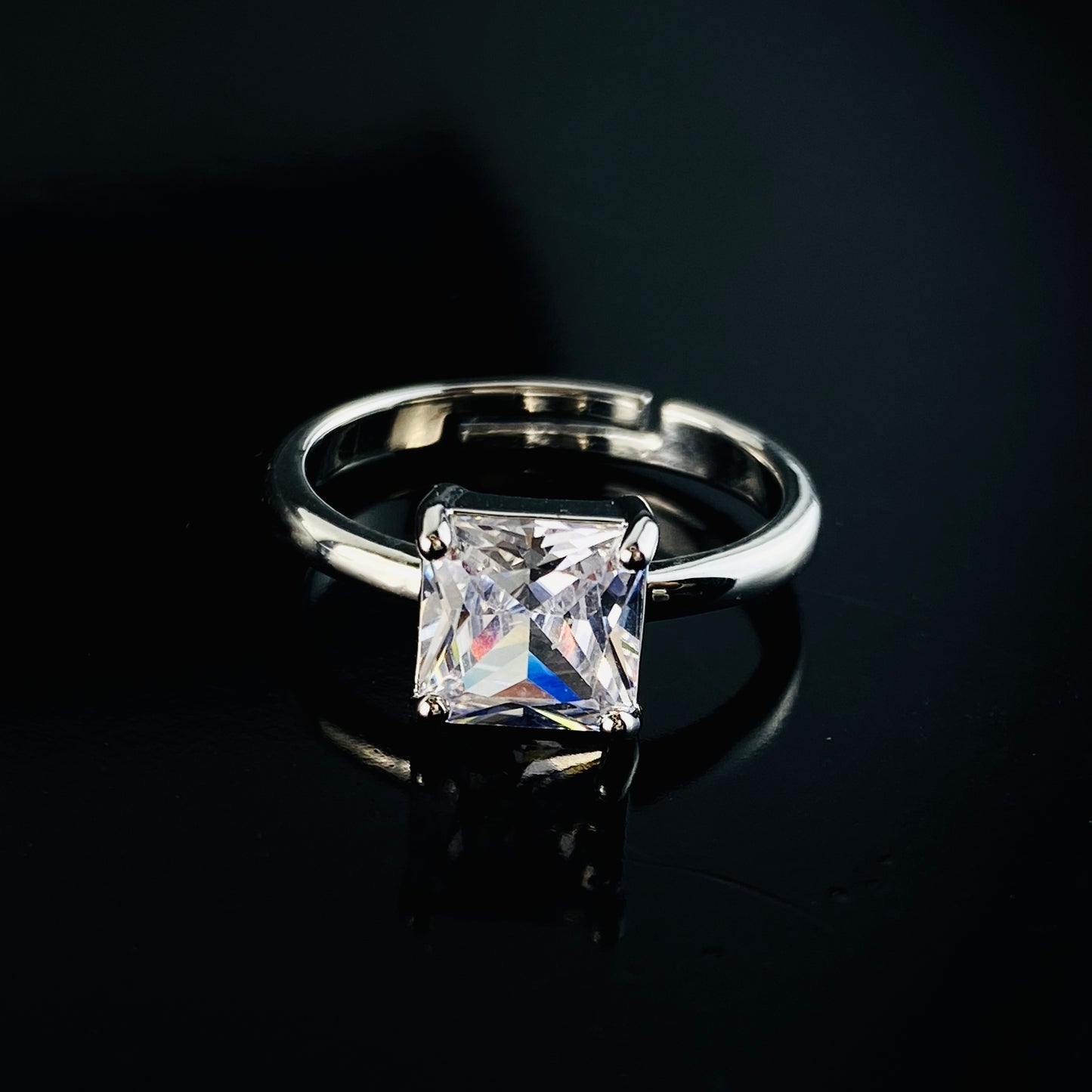 Square Zircon Imported Ring , Luxury Look , Premium Product, Great Shine, Adjustable Size.