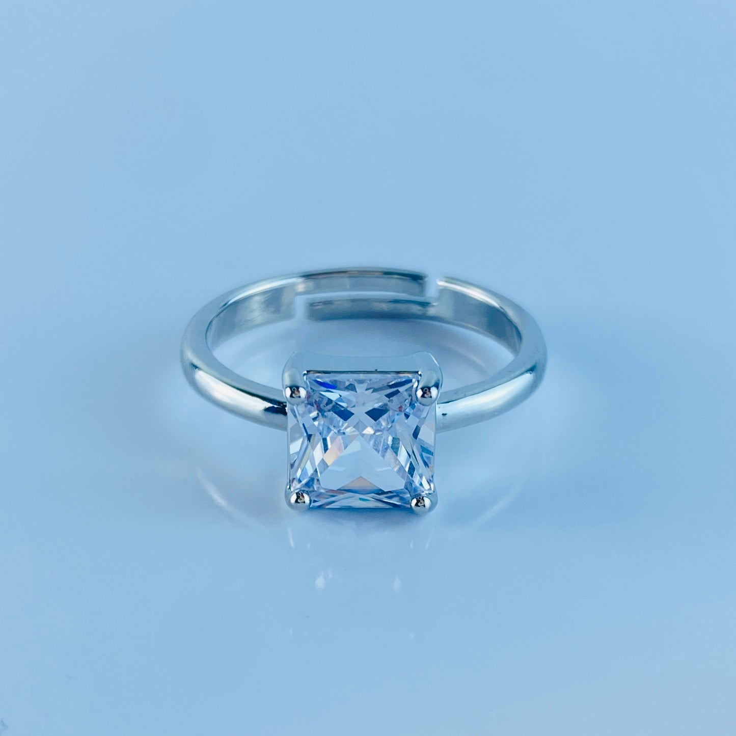 Square Zircon Imported Ring , Luxury Look , Premium Product, Great Shine, Adjustable Size.