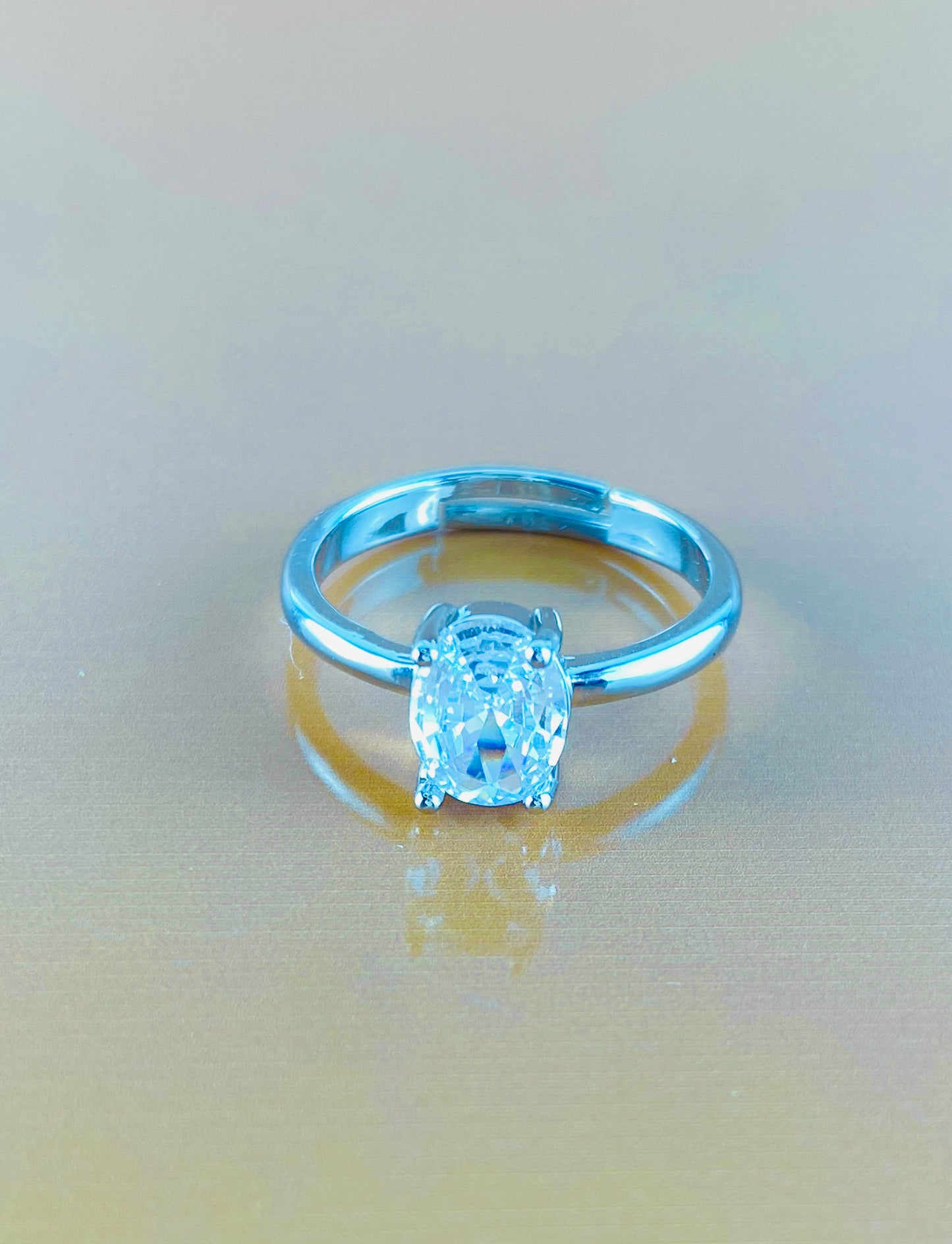 Oval Zircon Imported Ring , Luxury Look , Premium Product, Great Shine, Adjustable Size.