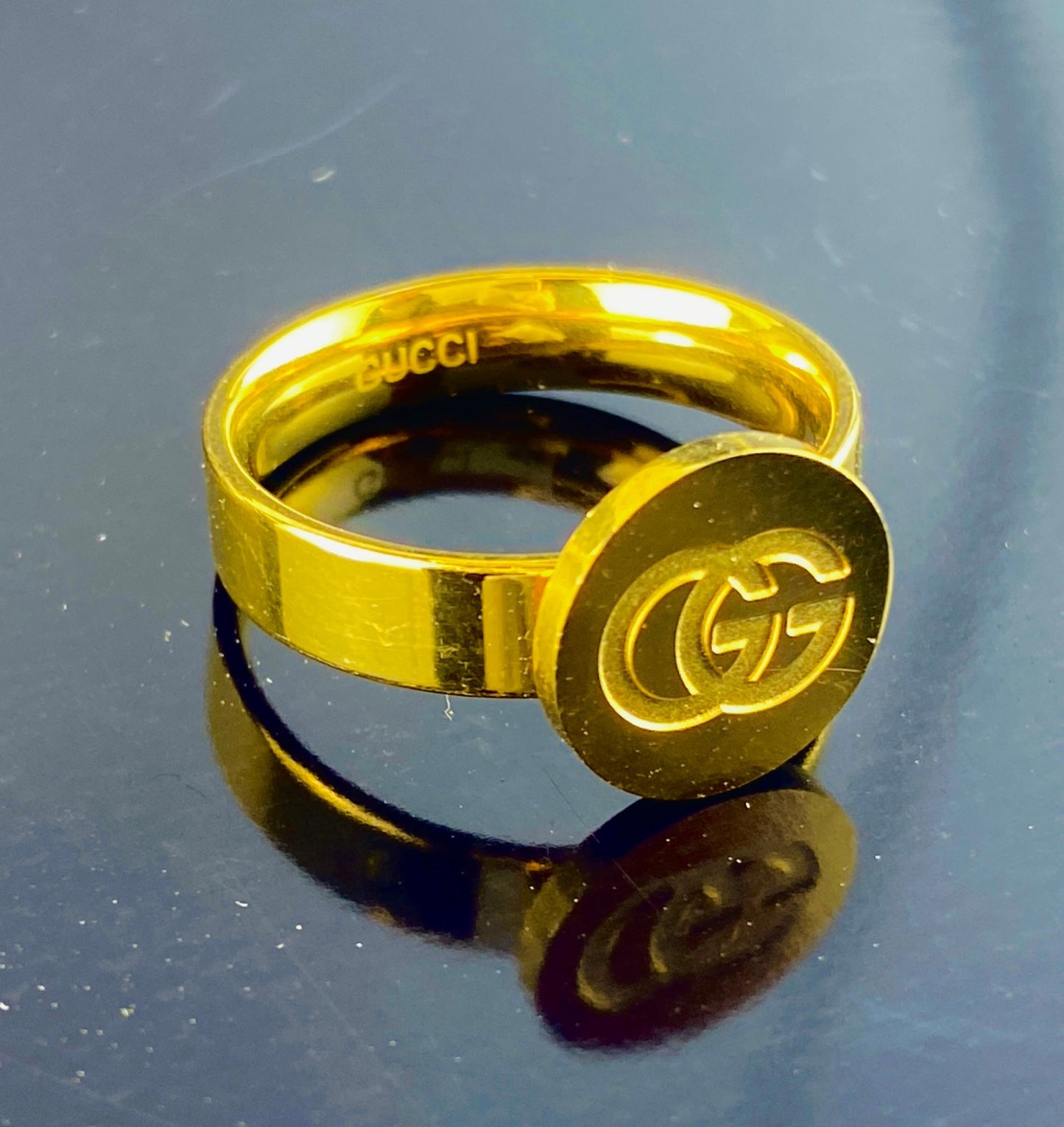 Gucci Golden Ring luxury look ,premium product, best quality, with Gucci Stamp.