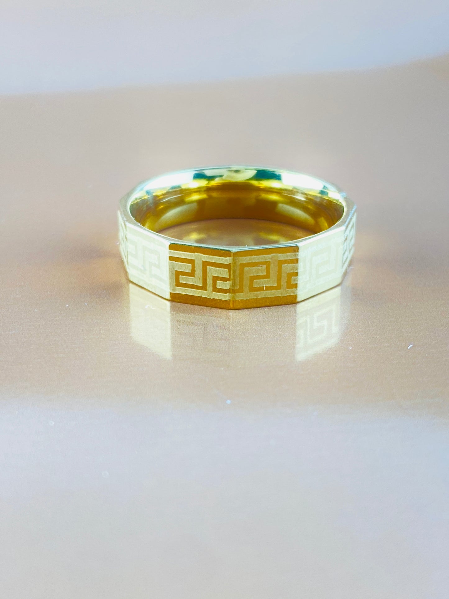 Greek  Golden Ring , Luxury  Corner Look, Curve Design From Inside , Best Quality Import Quality .