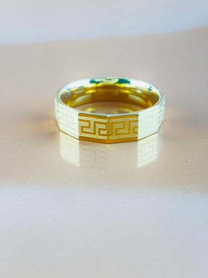 Greek  Golden Ring , Luxury  Corner Look, Curve Design From Inside , Best Quality Import Quality .