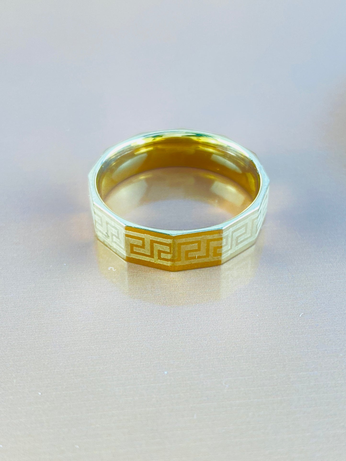 Greek  Golden Ring , Luxury  Corner Look, Curve Design From Inside , Best Quality Import Quality .