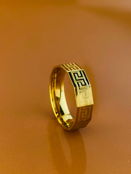 Greek  Golden Ring , Luxury  Corner Look, Curve Design From Inside , Best Quality Import Quality .