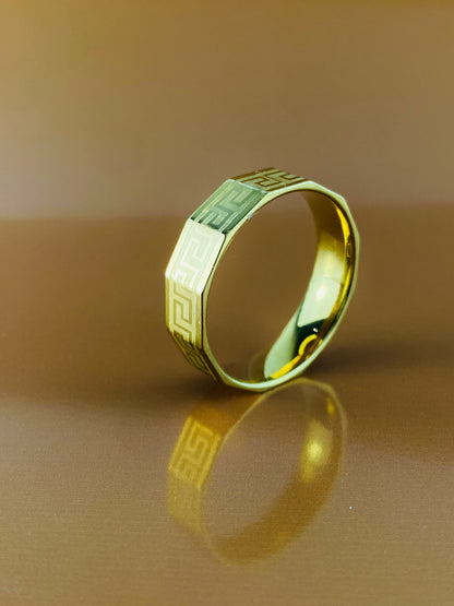 Greek  Golden Ring , Luxury  Corner Look, Curve Design From Inside , Best Quality Import Quality .