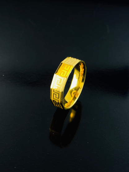 Greek  Golden Ring , Luxury  Corner Look, Curve Design From Inside , Best Quality Import Quality .