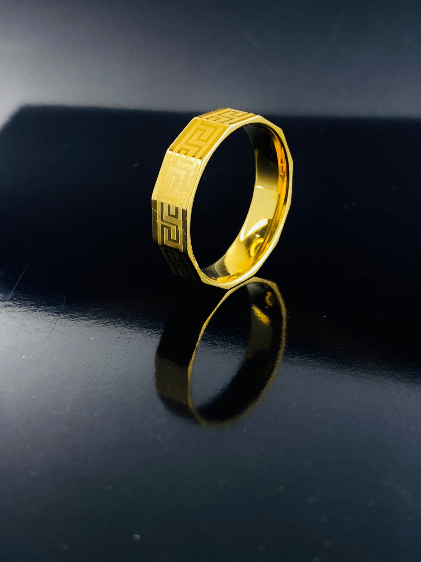 Greek  Golden Ring , Luxury  Corner Look, Curve Design From Inside , Best Quality Import Quality .