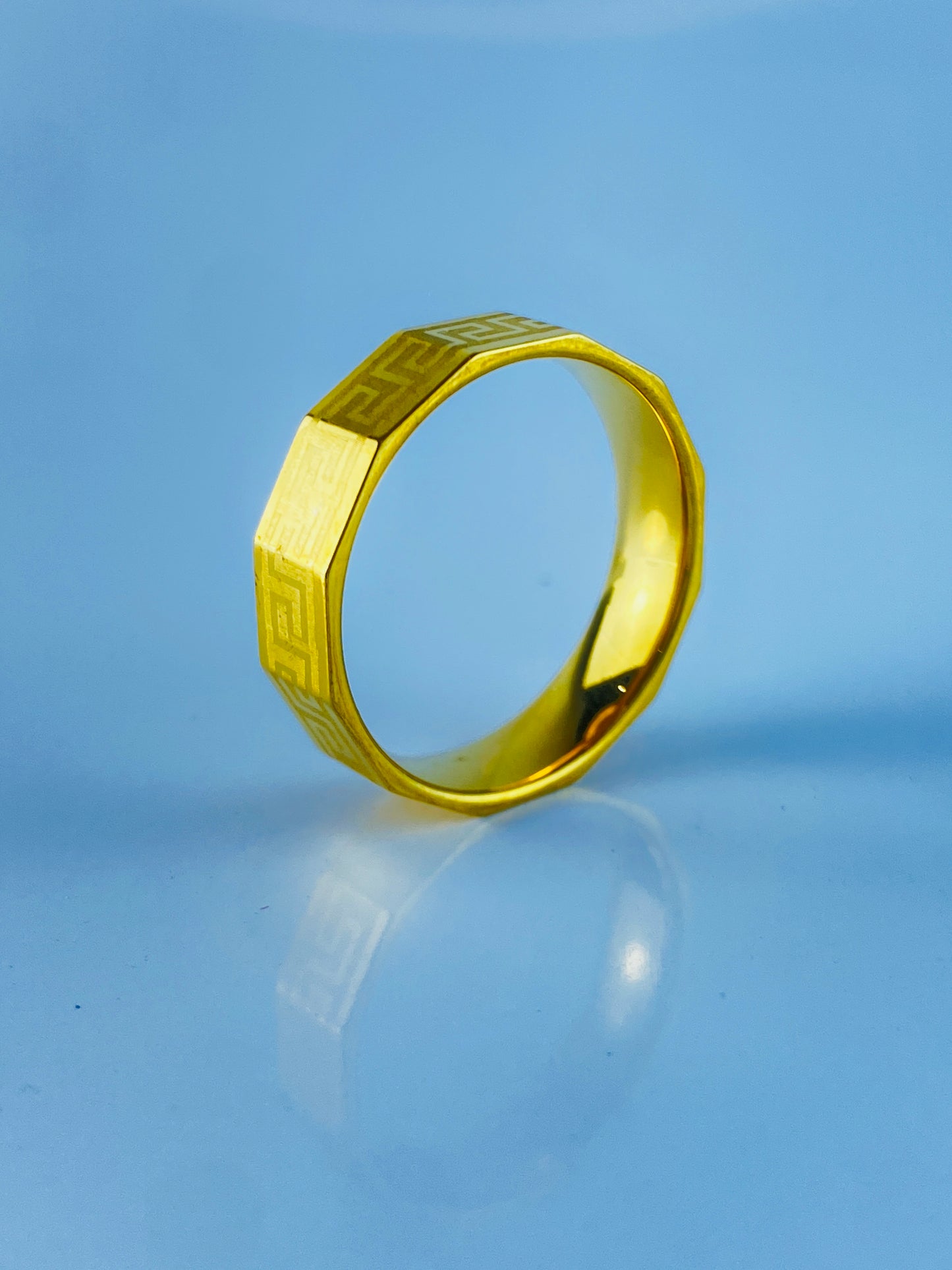 Greek  Golden Ring , Luxury  Corner Look, Curve Design From Inside , Best Quality Import Quality .