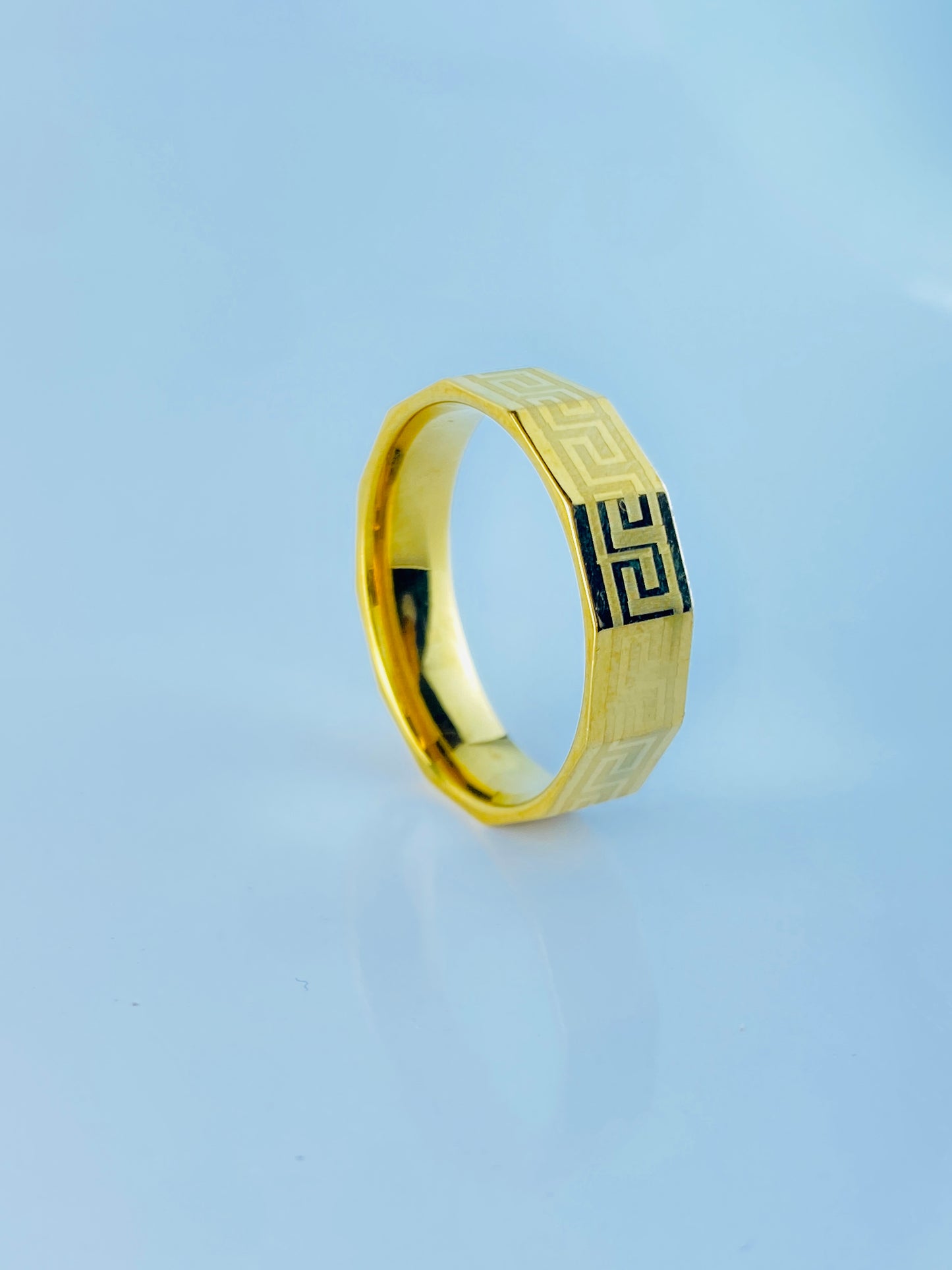 Greek  Golden Ring , Luxury  Corner Look, Curve Design From Inside , Best Quality Import Quality .