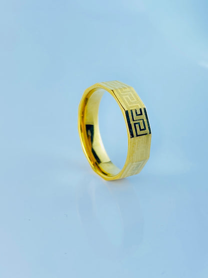 Greek  Golden Ring , Luxury  Corner Look, Curve Design From Inside , Best Quality Import Quality .