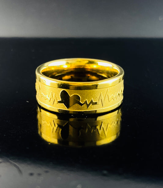 Love Life Line Imported Golden Ring, Luxury Look ,Best Design , Premium Quality .Best For Gift