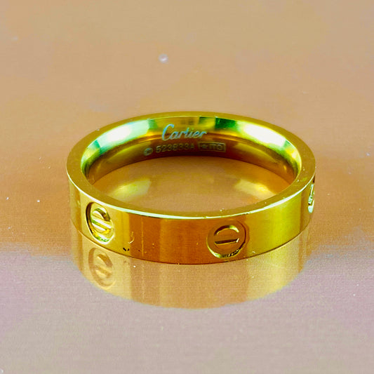 Golden Imported Cartier Love Ring ,Luxury Look, Cartier Stamp, Best Quality.